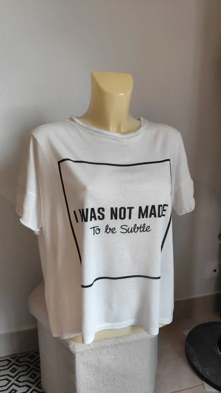Widje twee-kleurige witte en zwarte minimalistische T-shirt maat 36/38 - Jennyfer – photo 3